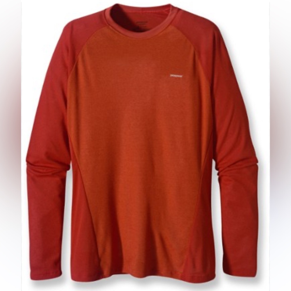 Patagonia Mens Capilene Midweight Crew Base Layer Shirt Red Medium 44425‎
